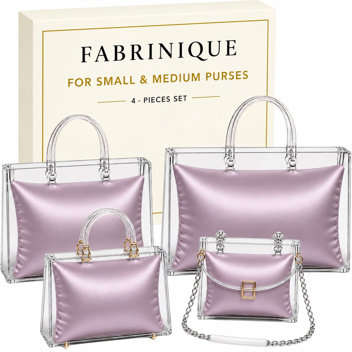 4-Piece Purse Pillow Set | Handbag Collection Essentials - MAUVE - Fabrinique
