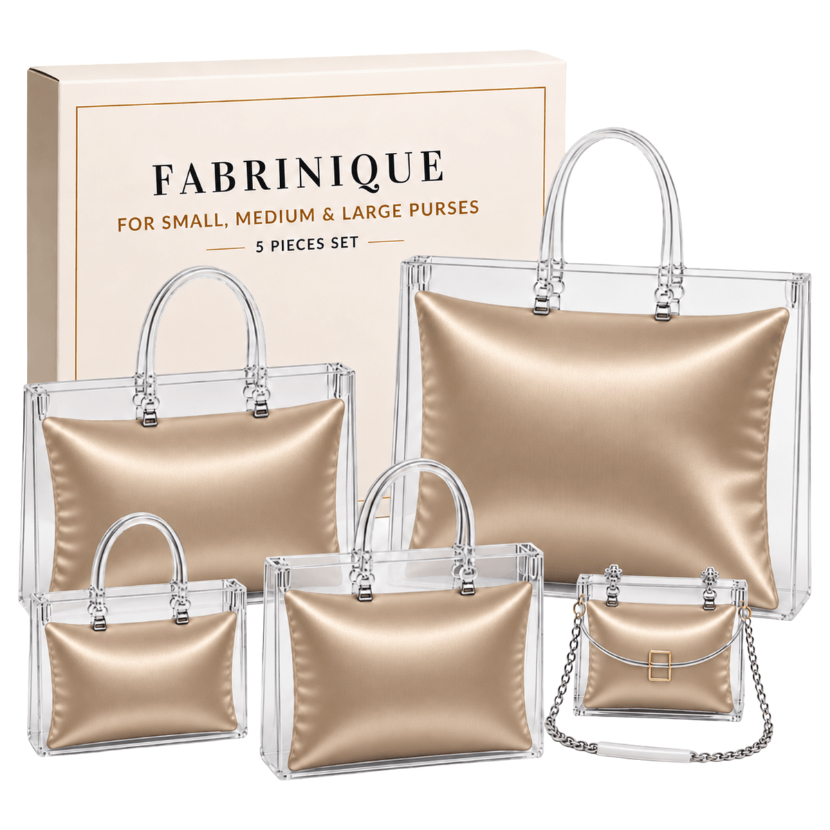 5-Piece Purse Pillow Set | Full Handbag Collection - 5 Piece Set - GOLD - Fabrinique