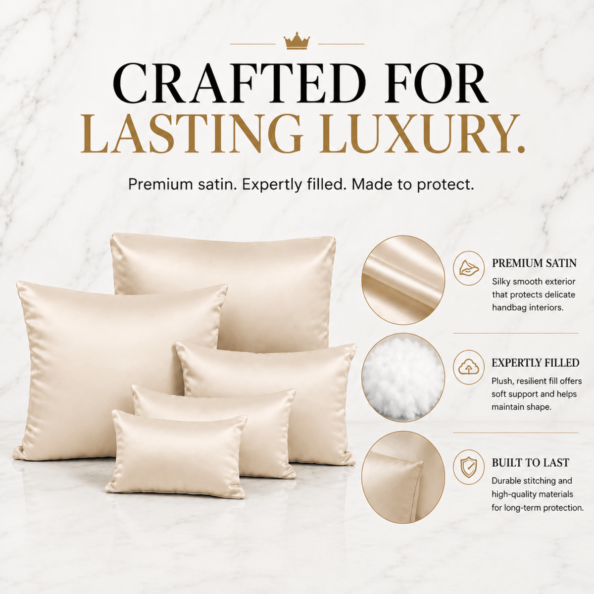 5-Piece Purse Pillow Set | Full Handbag Collection - 5 Piece Set - CREAM - Fabrinique