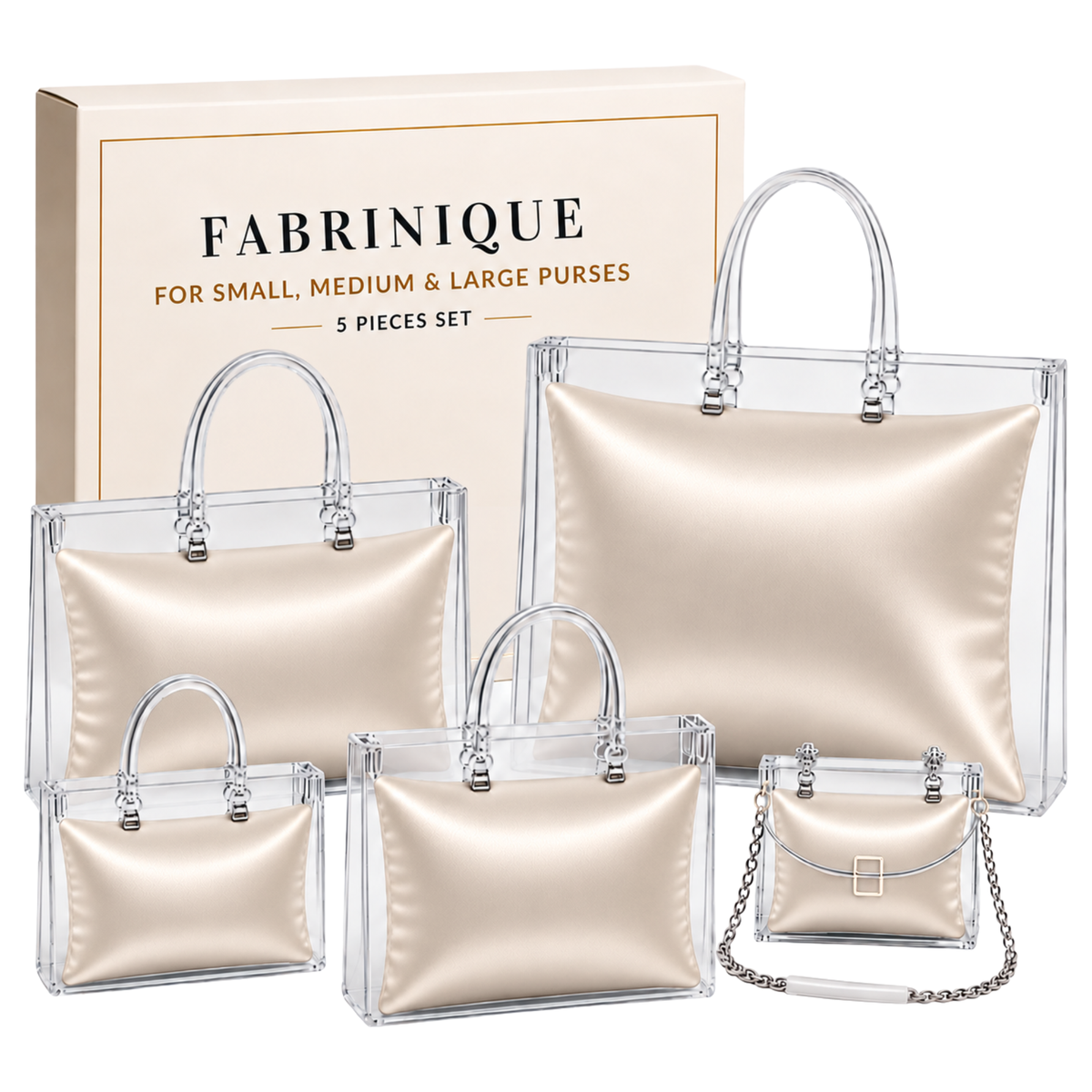 Fabrinique 5-piece purse pillow set in Cream