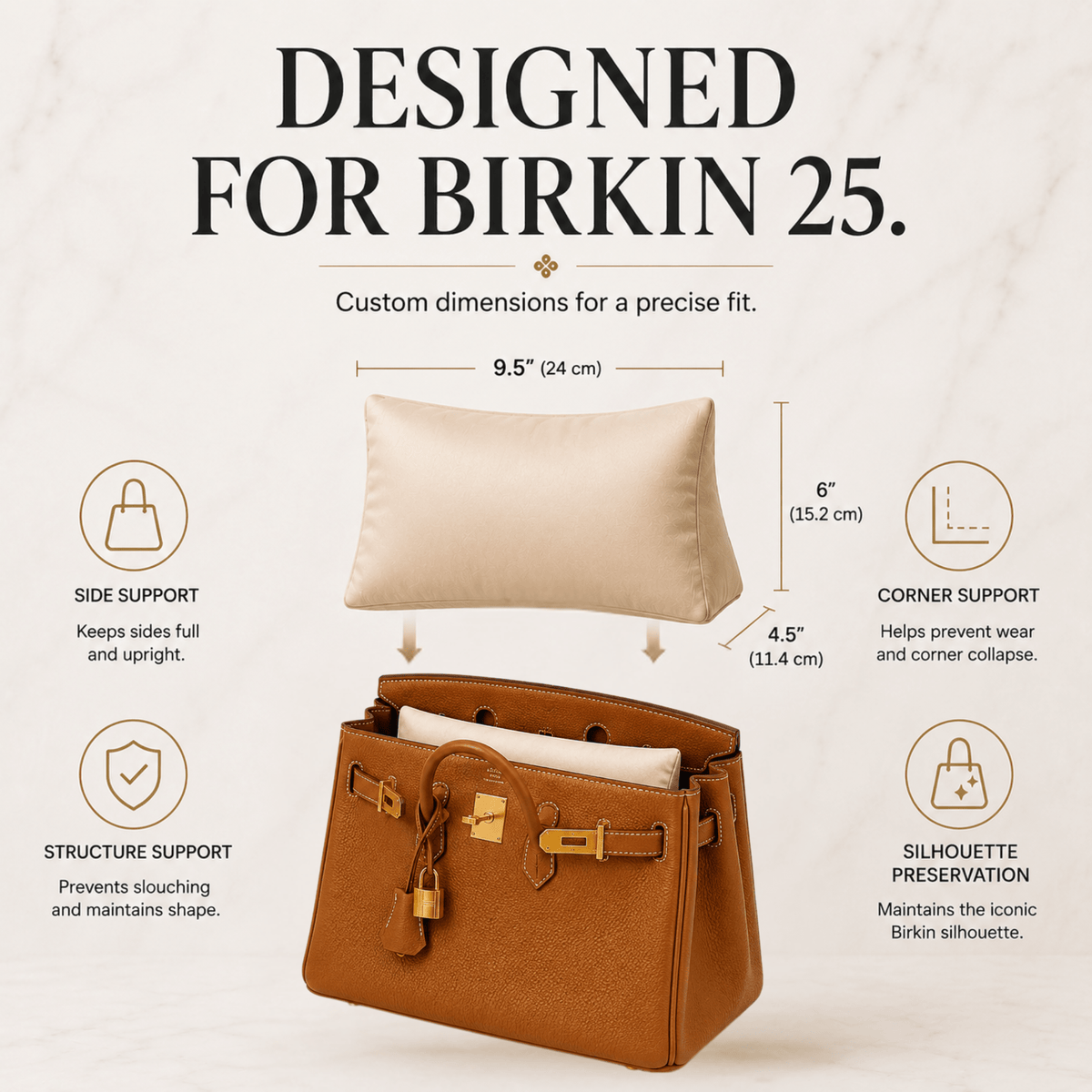 Purse Pillow Inserts for Hermès Birkin - BLACK - Birkin-25 - Fabrinique