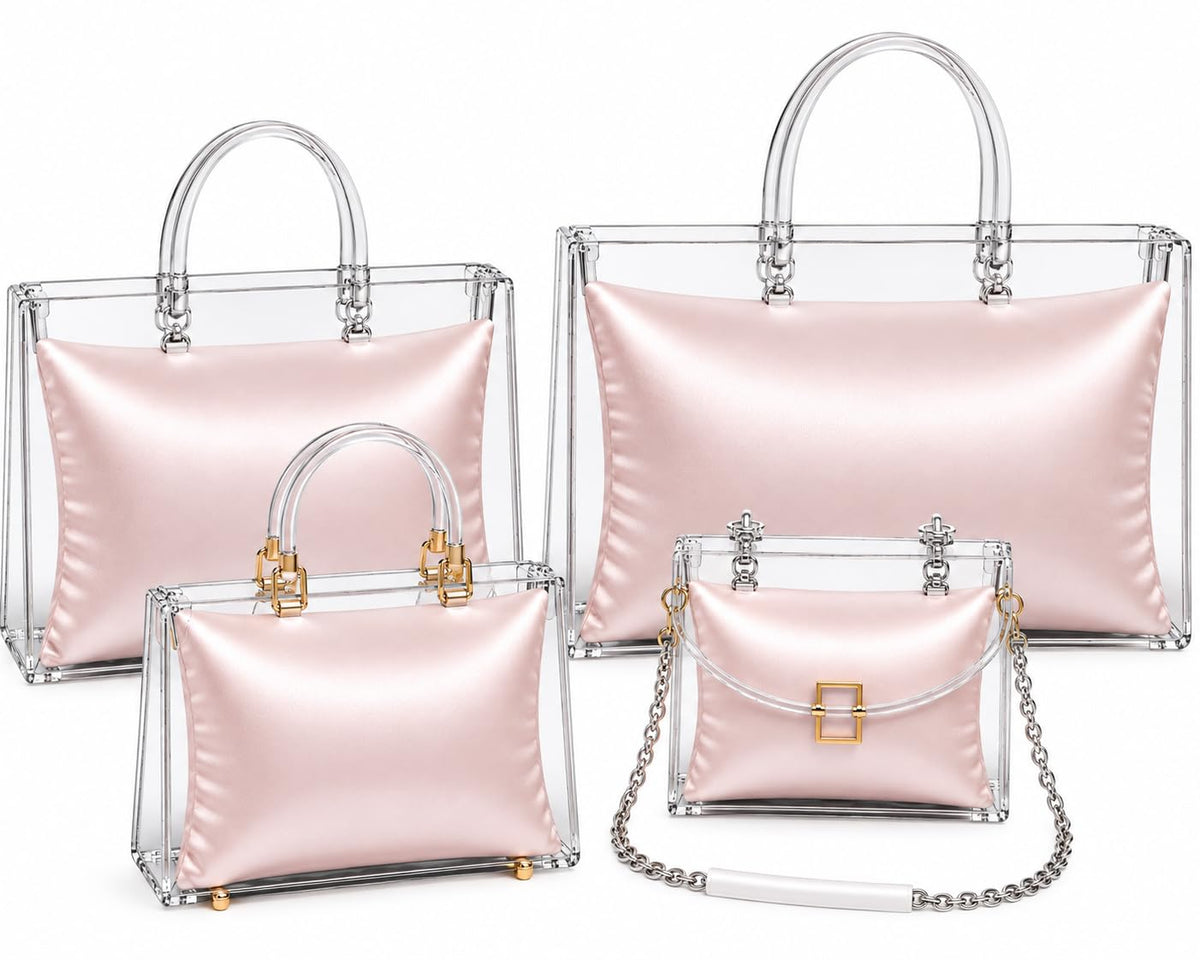 4-Piece Purse Pillow Set | Handbag Collection Essentials - ROSE - Fabrinique