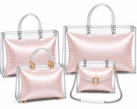 4-Piece Purse Pillow Set | Handbag Collection Essentials - ROSE - Fabrinique