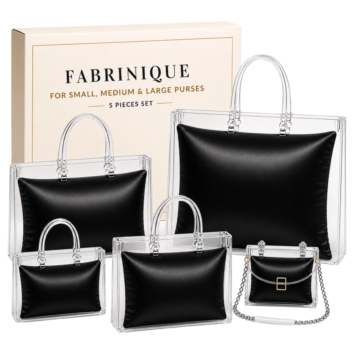 5-Piece Purse Pillow Set | Full Handbag Collection - 5 Piece Set - BLACK - Fabrinique