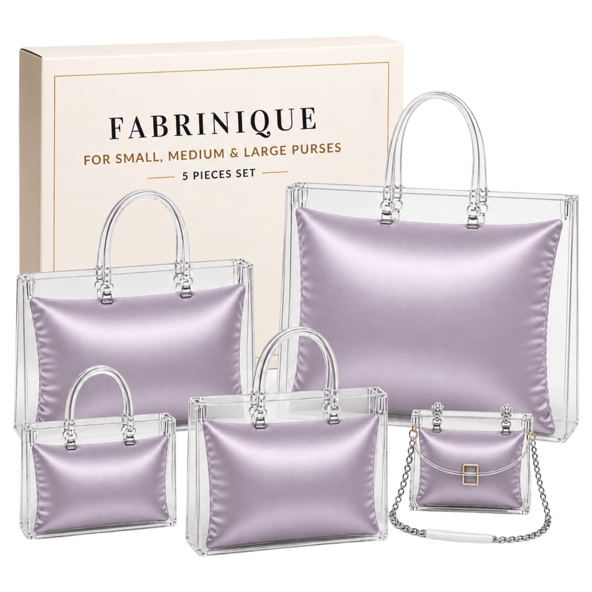 5-Piece Purse Pillow Set | Full Handbag Collection - 5 Piece Set - MAUVE - Fabrinique