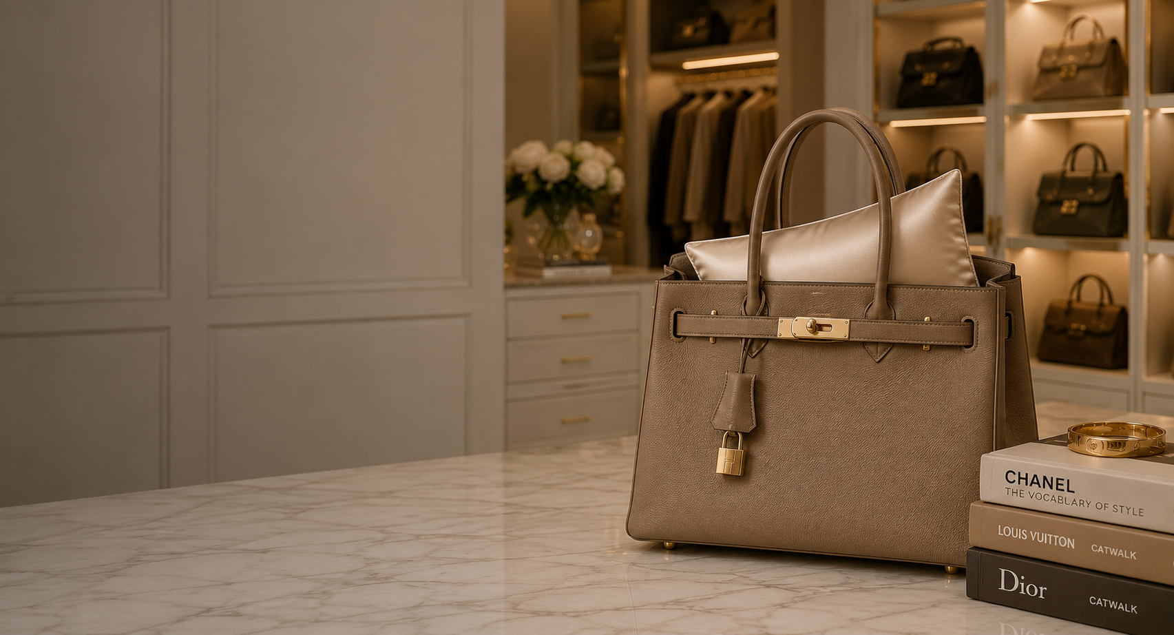 Luxury handbag closet
