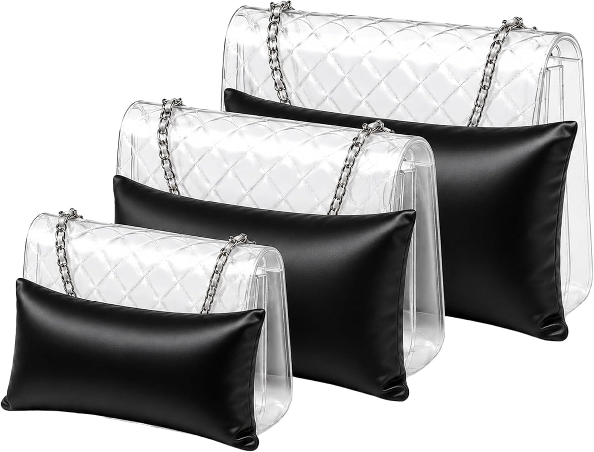 Luxury Purse Pillow Set (3 Piece) | Handbag Pillow Inserts for Designer Bags - BLACK - Fabrinique